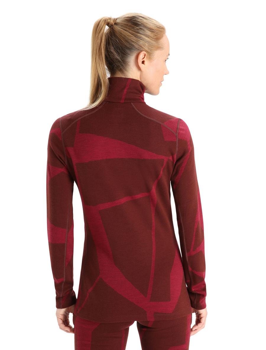 Icebreaker Merino 250 Vertex Long Sleeve Half Zip Thermal Top Fractured Landscapes Női Base Layers Rózsaszín | HU 1860AHKP